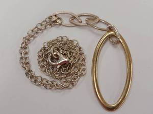 lot 227M image: Elegant Sterling Silver Chain with Gold-Plated Oval Pendant