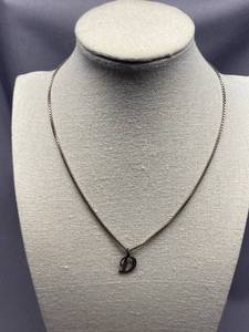 lot 11B image: Sterling Silver 925 Necklace with D Pendant