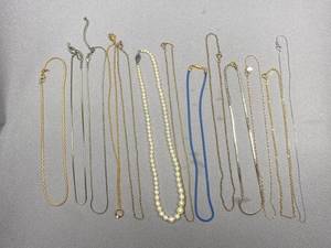 lot 20B image: Assorted Signed Gold tone, Silver tone & faux Pearl Necklaces