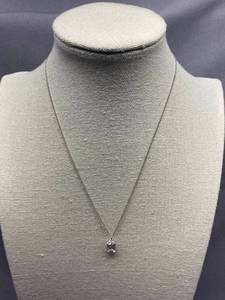 lot 22B image: Sterling Silver 925 Necklace with Emerald-Cut Gem Pendant