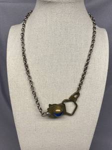 lot 26B image: Vintage Style Brass Necklace with Blue Accent