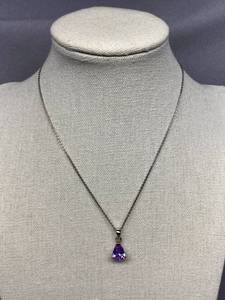 lot 33B image: Sterling Silver 925 Necklace with Purple Gemstone