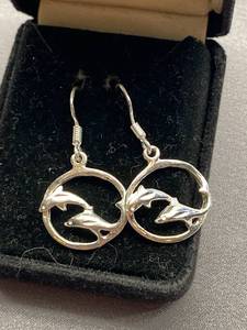 lot 46B image: Creed Sterling Silver 925 Dolphin Earrings