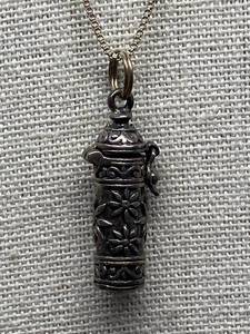 lot 53B image: Sterling Silver 925 Floral Pill Box Pendant Necklace