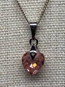 lot 59B image: Sterling Silver 925 Heart Pink Gemstone Necklace