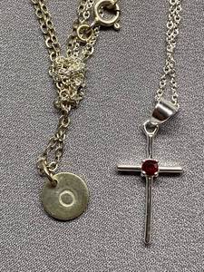 lot 69B image: Sterling Silver 925 Necklace Lot with Cross & Coin Charms