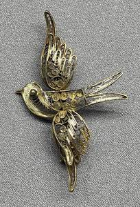 lot 74B image: Vintage Filigree Sterling Silver 800 Bird Brooch
