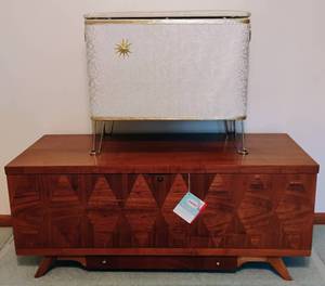 lot 136 image: MCM Lane Cedar Chest with Key and Vintage Hamper