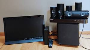lot 92 image: Samsung Surround Sound and 22 Vizio Flat Screen Television