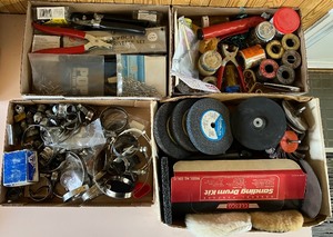 lot 97 image: Rivet Gun, Grinding Disks, Solder