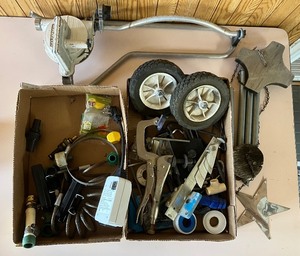 lot 115 image: Vintage Metal Craftsman Sprinkler, Vice Grip, Wind Chime