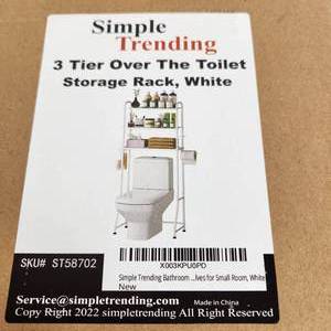 lot 12 image: New Simple Trending 3 Tier Over The Toilet Storage Rack White SKU# ST58702