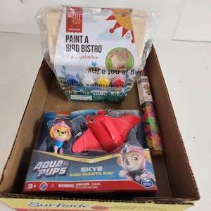 lot 17 image: Lot Of Three New Toys Paint A Bird Bistro, Aqua Pups Skye And Manta Ray And Building Blocks