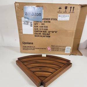 New Open Box Walnut Shower Bench Item# S35796 Great For Shaving Legs