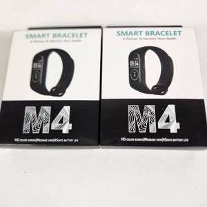 lot 34 image: Lot Of Two New Smart Bracelets HD Color Screen Message View 45 Days Battery