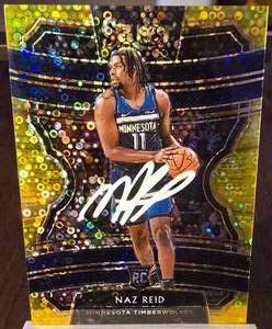 NAZ REID 2019/20 PANINI SELECT CONCOURSE ROOKIE CARD GOLD DISCO PRIZM No.39 02/10 ON CARD AUTO BECKETT WITNESS