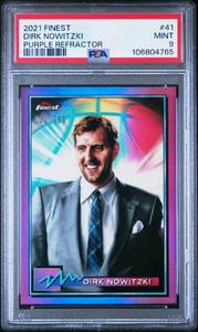 lot 18 image: DIRK NOWITZKI 2021 FINEST PURPLE REFRACTOR 102250 PSA 9