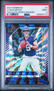 lot 7 image: JJ MCCARTHY 2024 DONRUSS THE ELITE SERIES ROOKIES PSA 9 ROOKIE CARD