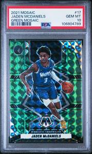 lot 21 image: JADEN MCDANIELS 2021 GREEN MOSIAC PSA 10