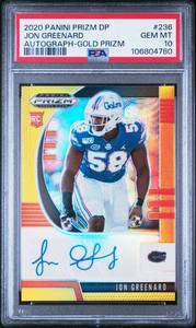 JON GREENARD 2020 PANINI PRIZM DP AUTOGRAPH-GOLD 06/10 PSA 10