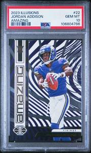 lot 25 image: JORDAN ADDISON 2023 ILLUSIONS AMAZING ROOKIE CARD PSA 10