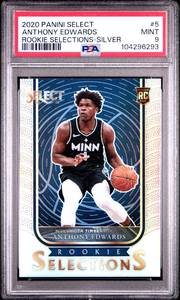 lot 38 image: ANTHONY EDWARDS 2020 PANINI SELECT ROOKIE SELECTIONS-SILVER ROOKIE CARD PSA 9