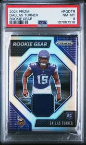lot 35 image: DALLAS TUNRER 2024 PRIZM ROOKIE GEAR PATCH PSA 8 ROOKIE CARD