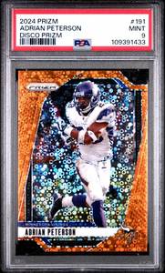 lot 71 image: ADRIAN PETERSON 2024 ORANGE DISCO PRIZM PSA 9