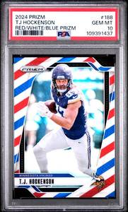 lot 65 image: TJ HOCKENSON 2024 REDWHITEBLUE PRIZM PSA 10