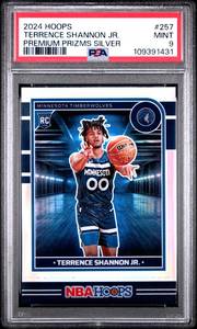 lot 67 image: TERRENCE SHANNON JR 2024 NBA HOOPS PREMIEM SILVER PRIZM ROOKIE CARD PSA 9
