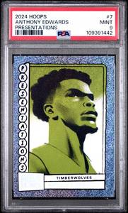 lot 60 image: ANTHONY EDWARDS 2024 NBA HOOPS PRESENTATIONS PSA 9