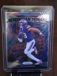 lot 93 image: JUSTIN JEFFERSON 2024 PANINI PRIZM SILVER FIREWORKS