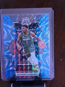 lot 153 image: ANTHONY EDWARDS 2022-23 PANINI BLUE REFRACTOR MOSAIC
