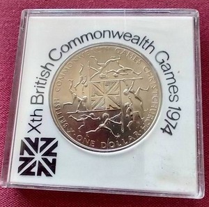 lot 1 image: 1974 New Zealand Commonwealth Games $1 Dollar