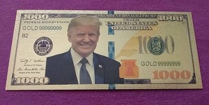 lot 19 image: Gold Plated Foil Donald Trump Collectible Note