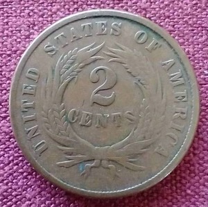 lot 21 image: Rare 1865 2 Cent Coin - Civil War Era