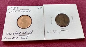 lot 58 image: (2) Die Error Wheat Pennies