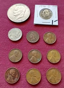 lot 59 image: Mixed U.S. Coin Lot - Ike, Wheats, Proof Nickel, Etc