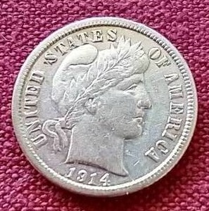 lot 60 image: Nice 1914 Barber Dime