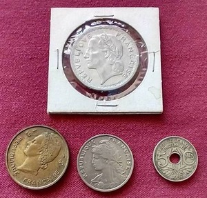lot 74 image: (4) Vintage French Coins
