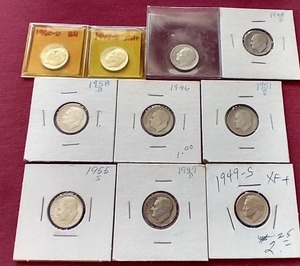 lot 76 image: (10) 90% Silver Dimes