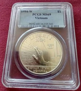 lot 89 image: 1994-W Vietnam Commemorative Silver Dollar - PCGS MS69