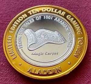 lot 91 image: Aladdin Las Vegas $10 Silver Strike Gaming Token