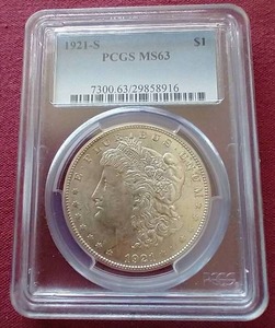 lot 99 image: 1921-S Morgan Dollar - PCGS MS63