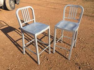 lot 153 image: Pair Steel Stools