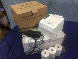 lot 170 image: Volcora Thermal Receipt Printer & Box of Printer Rolls