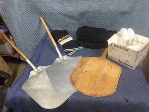 lot 193 image: Pizza Peels - Oven Mitts - 5 Aprons - Stands