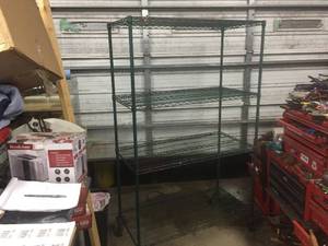 lot 200 image: Metro NSF Antimicrobial 48 x 24 x 80 Rolling Wire Shelf - Green