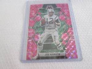 lot 216 image: 2023 Mosaic Joe Namath Pink Prizm C...