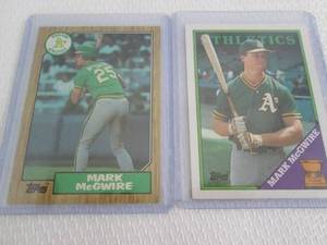 lot 239 image: 1987 & 1988 Topps Mark McGwire Rook...